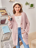 Teen Girl Drop Shoulder Pocket Patched Cardigan Without Cami Top