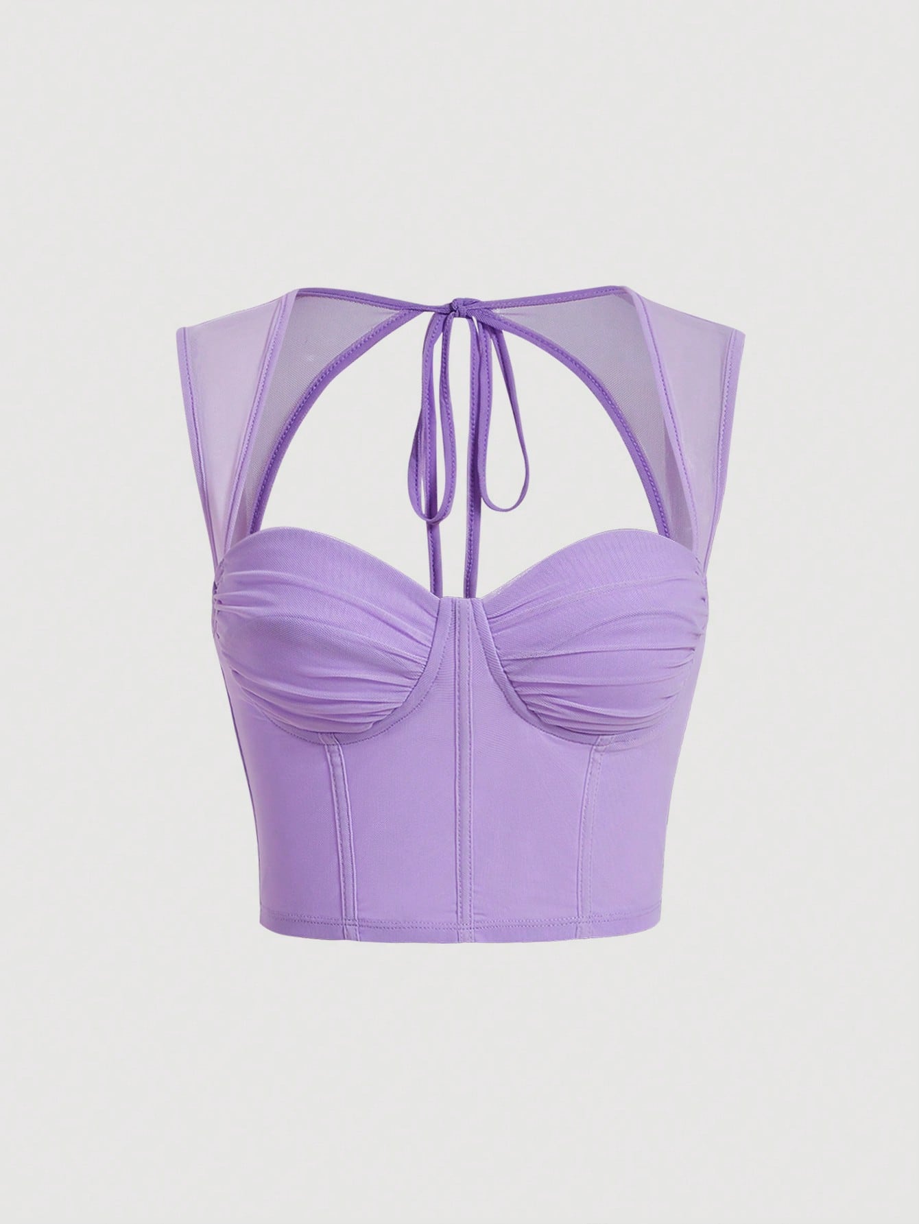 Palace Collar Gorgeous Tie Back Ruched Crop Corset Structure Tank Top