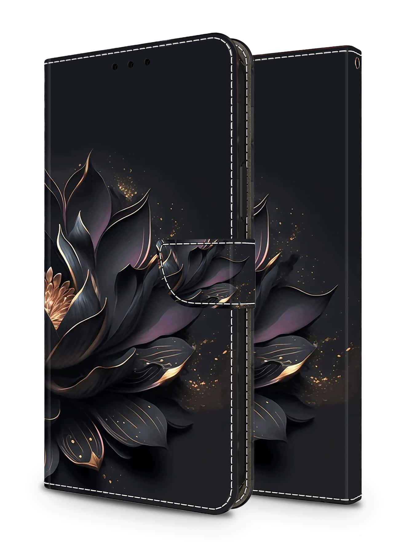 Case Compatible With Galaxy / iPhone / Xiaomi / Huawei / Google / Sony, PU Leather Magnetic Closure Folding Standing Card Insert Wallet Protector - lotus flower Compatible With iPhone15/15Plus/15Pro/15Promax