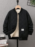 Tween Boy Letter Patched Detail Teddy Lined Zipper Up Winter Coat