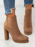 Women's Elegant Brown Side Zipper Chunky Heel Chelsea Boots For Winter