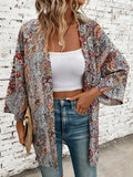 Paisley Print Batwing Sleeve Open Front Kimono