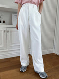 Dazy-Less Solid Slant Pocket Straight Leg Suit Pants Without Belt