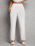 Solid Seam Front Suit Pants