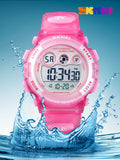 1pc Kids Pink TPU Strap Sporty Water Resistant Round Dial Digital Watch For Daily Life