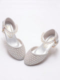 Kids' Sparkly Rhinestone Decor Ankle Strap High-heeled Shoes