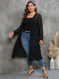 Plus Solid Open Front Kimono