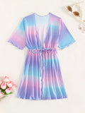 Tween Girl Ombre Print Drawstring Waist Kimono