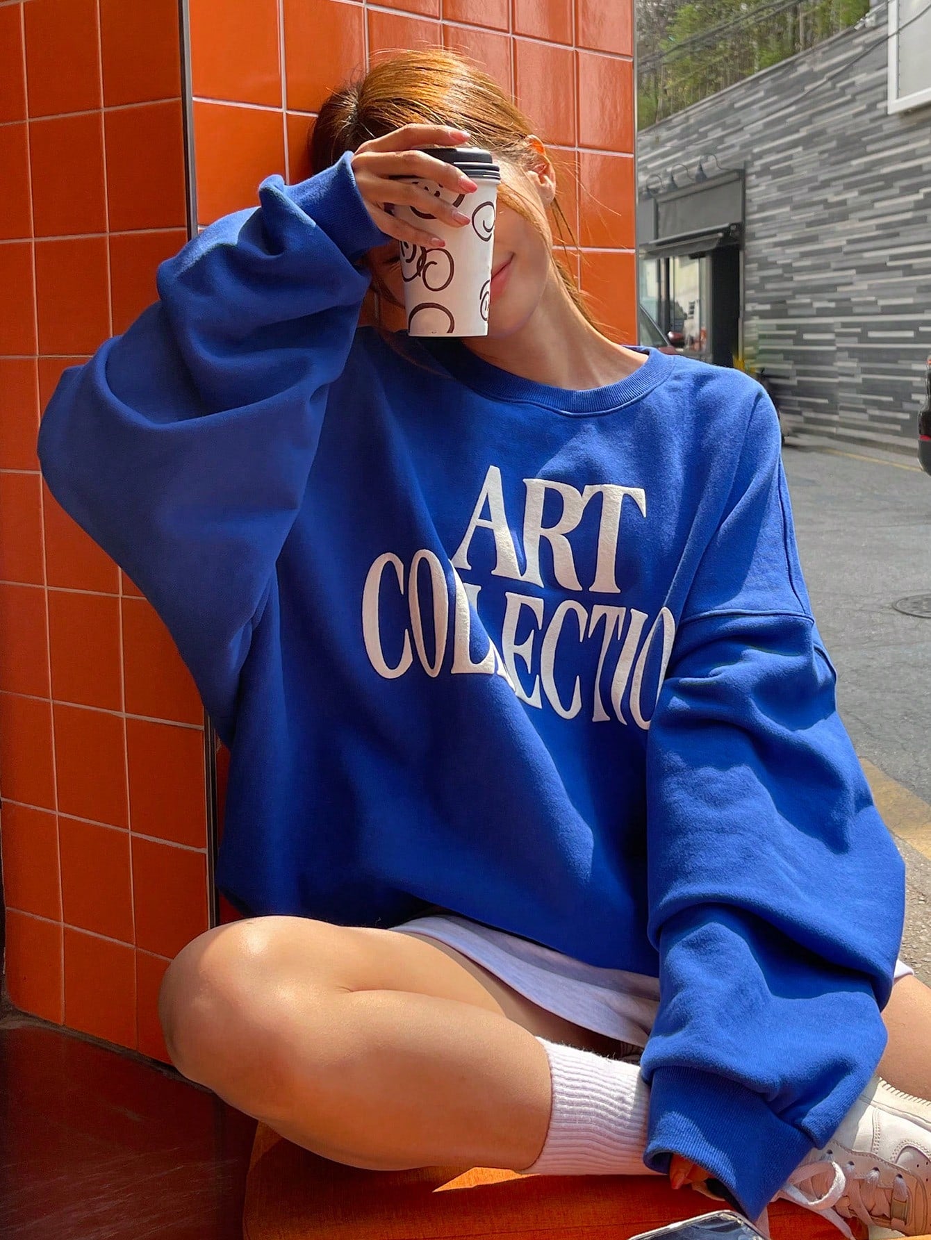 Letter Graphic Drop Shoulder Oversized Sweatshirt