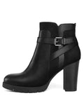 Women Ankle Boots Fashion Ladies Chunky Stacked High Heel Zipper Booties