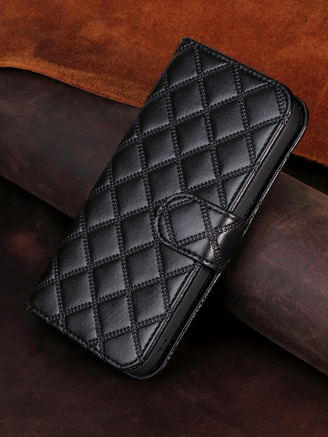 Plaid Card Slot Anti-Drop PU Leather Flip Phone Case Compatible With Apple/Samsung/Xiaomi/Redmi/Oppo/Huawei