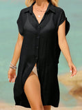 Swim Summer Beach Split Hem Button Front Kimono Without Bikini