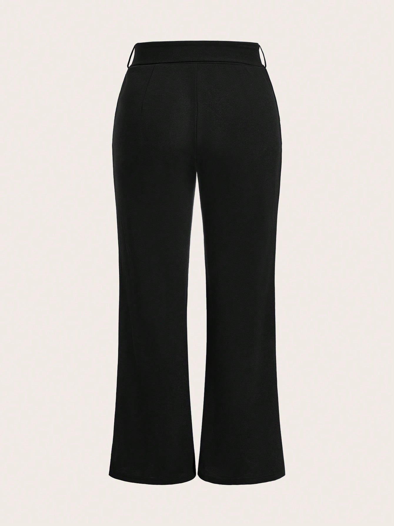 Plus Summer Women Solid Belted Flare Summer Leg Pants