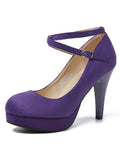 Fereshte Women's Platform High Heels Closed Toe Pumps Strappy Cross Ankle Strap Shoes