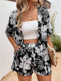Tropical Print Kimono & Shorts