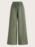 Solid Knot Waist Wide Leg Pants