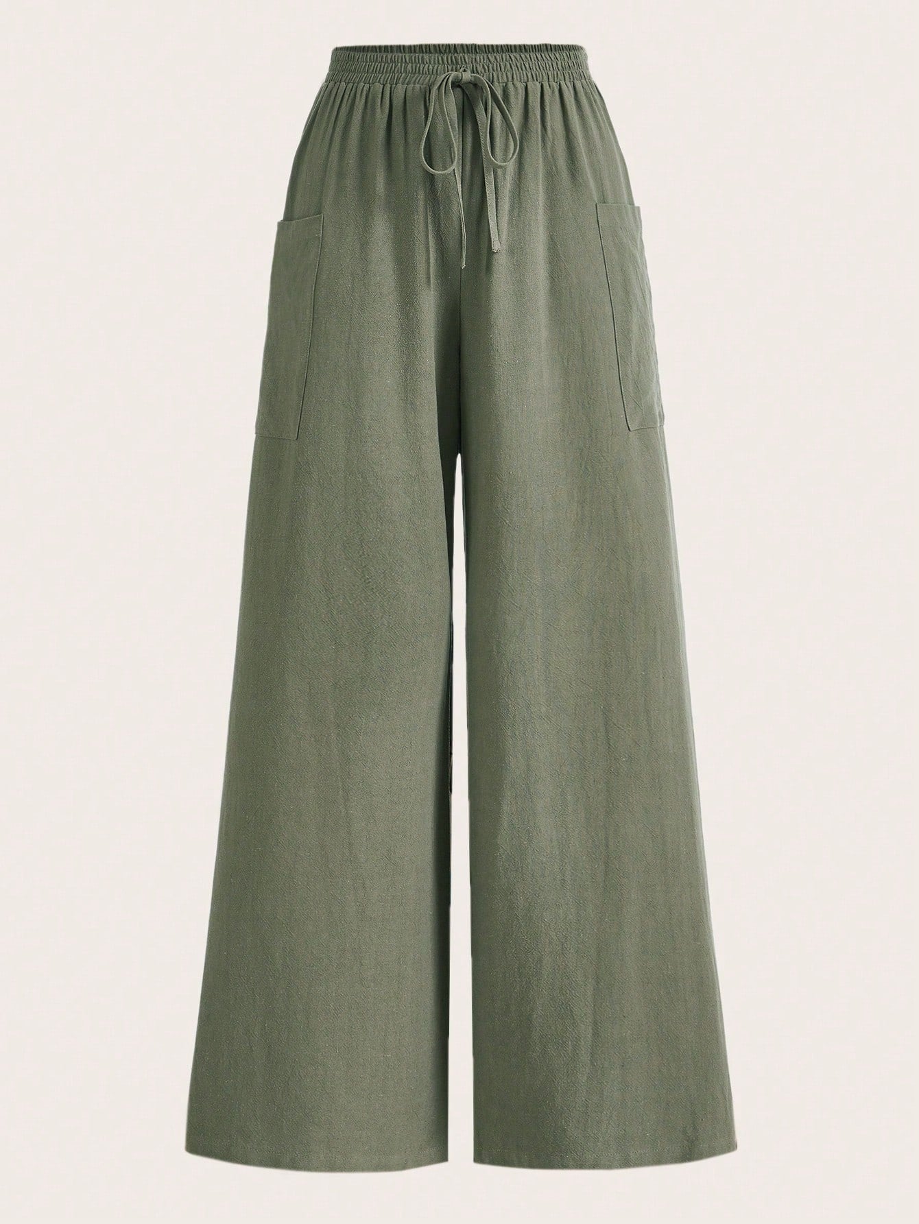 Solid Knot Waist Wide Leg Pants