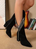 Western Cowboy Boots With Rhinestone And Fringe Detail