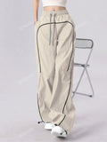 Contrast Piping Drawstring Waist Pants