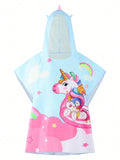 Young Girl Unicorn Print Hooded Cover Up