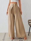 High Waist Belted Wide Leg Pants