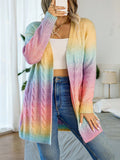 Plus Ombre Cable Knit Drop Shoulder Duster Cardigan