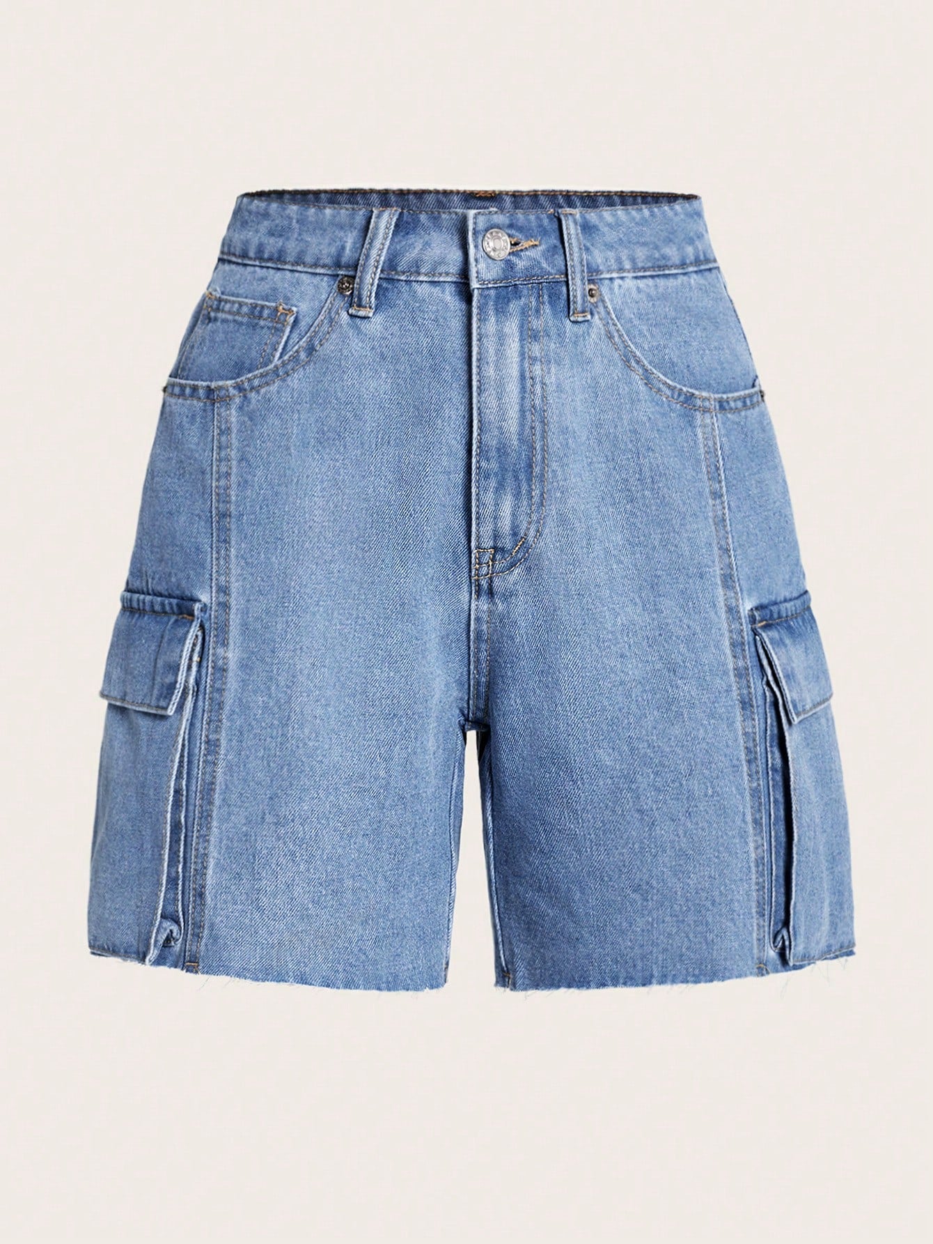 Flap Pocket Side Denim Shorts