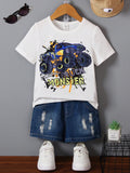 Young Boy Car & Letter Graphic Tee