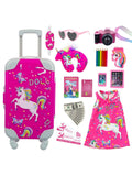 18 Inch Doll Clothes and Accessories Travel Luggage Play Set for 18 Inch Girl Doll, Including 18 Inch Doll Clothes Travel Suitcase Travel Pillow and Eye Mask
