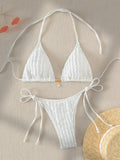 Swim Summer Beach Schiffy Halter Triangle Tie Side Bikini Set