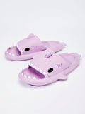 Women Shark Design Slides, Preppy Purple EVA Slides