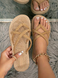 Fashionable Vacation Style Women's Multi-band Slip-on Sandals For Summer
