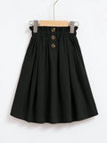 Young Girl Paperbag Waist Button Detail Flare Skirt