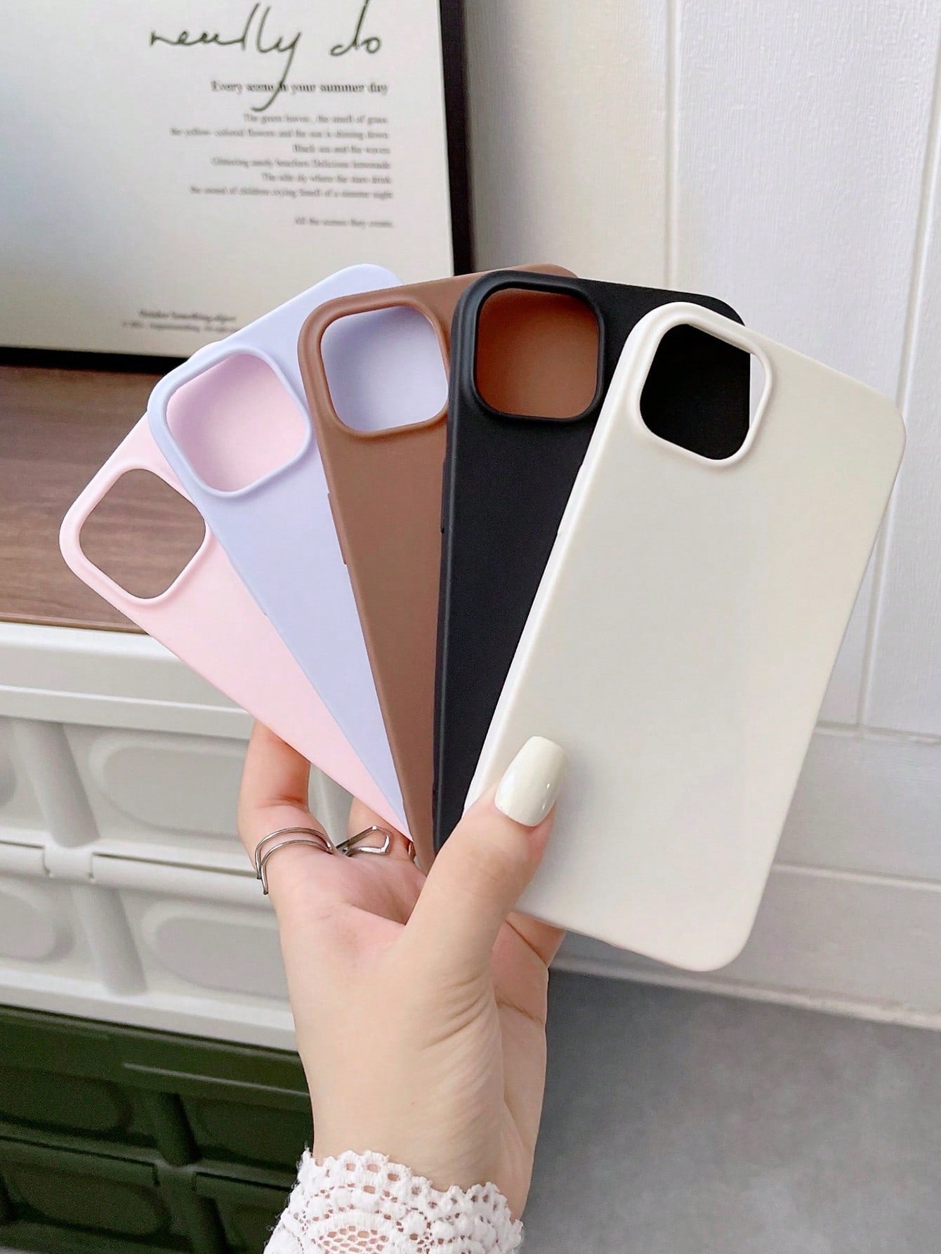 Pink 5pcs Solid Phone Case Compatible With IPhone 15/15 Pro/15Plus/15ProMax