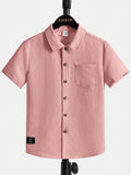 Tween Boy Letter Patched Detail Pocket Front Shirt