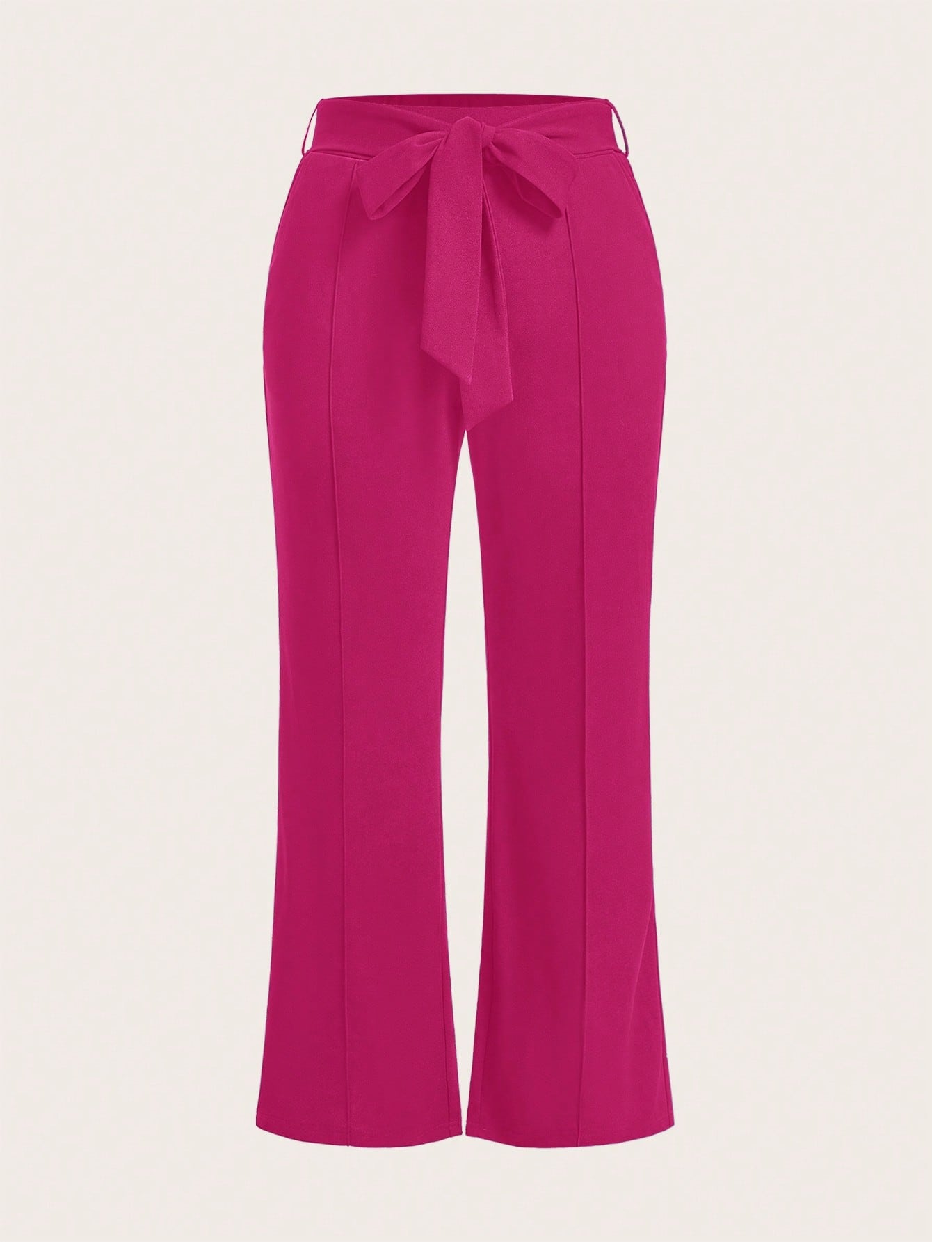Plus Summer Women Solid Belted Flare Summer Leg Pants