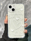 Heart Pattern Clear Card Slot Phone Case Compatible With iPhone15/15Plus/15Pro/15Promax