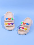 1pair White Lightweight Heart Shaped Fashionable Casual Outdoor Beach Slipper