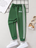 Young Boy Letter Graphic Contrast Tape Sweatpants