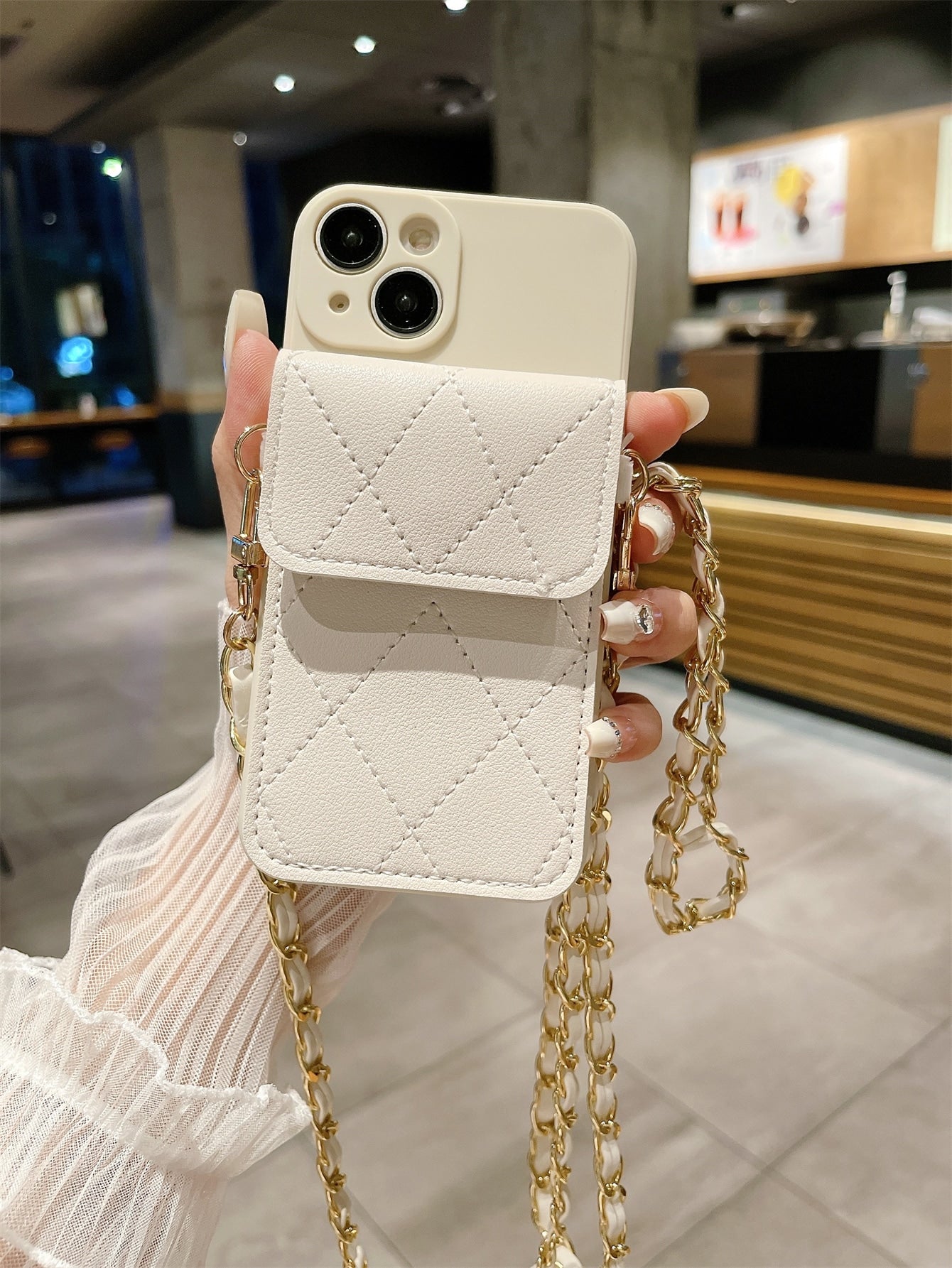 With Phone Charm Beige Phone Case Crossbody Wallet Compatible With Iphone Models 7/8/X/XS/XR/XSMax/11/12/12Pro/12ProMax/13/13Pro/13ProMax/14/14Pro/14ProMax/15/15Pro/15ProMax