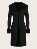 1pc Borg Collar Zip Up Coat