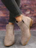 Women's Suede Chelsea Ankle Boots With Chunky Heel, Side Zipper And Open Ankle