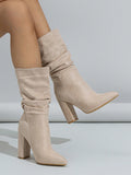 Women's Pointed Toe Suede Stiletto Heels With Back Strap, Shallow Mouth High Heels For Spring, Summer And Autumn