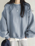 Solid Drop Shoulder Oversized Pullover