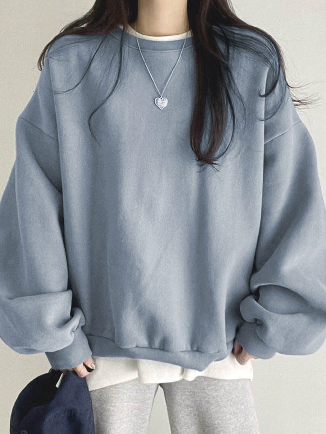 Solid Drop Shoulder Oversized Pullover
