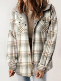 Plaid Print Flap Pocket Hooded Coat