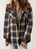 Plaid Print Teddy Lined Hooded Coat