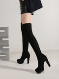 Autumn/winter New Arrival Fashionable Women's Knee-high Boots With 10cm High Heels, Thick Soles And Chunky Heels, Korean Style