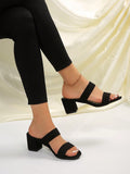 New Arrival Fashionable Chunky Heels Gold Tone Round Toe Mule For Women