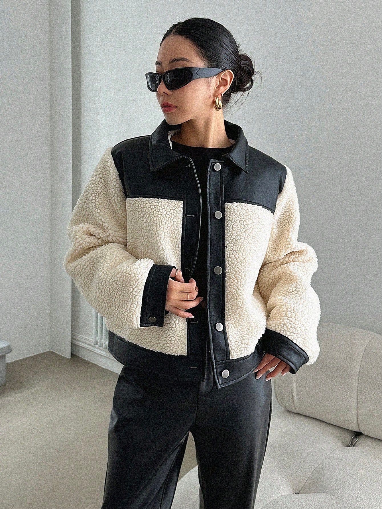 Two Tone Button Front Jacket